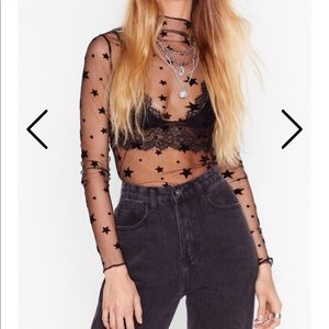 Nasty Gal long sleeve star mesh top